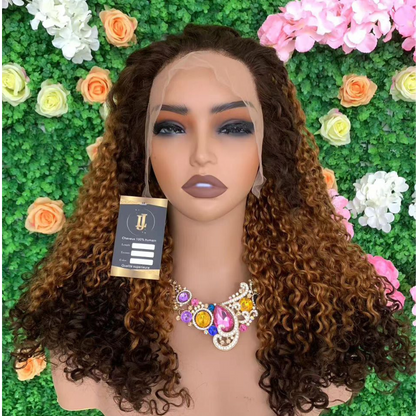 Perruque pixie Curly aux couleurs double drawn ombré T4/30/4#