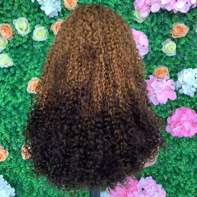 Perruque pixie Curly aux couleurs double drawn ombré T4/30/4#