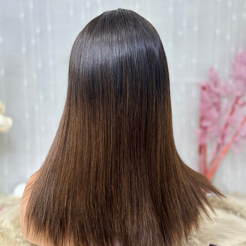 Perruque Cheveux Vietnamien  haute qualité  marron avec racine noir 1BT4#