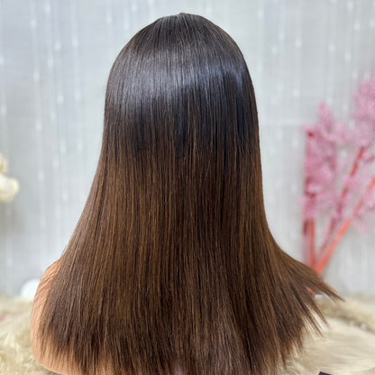 Perruque Cheveux Vietnamien  haute qualité  marron avec racine noir 1BT4#
