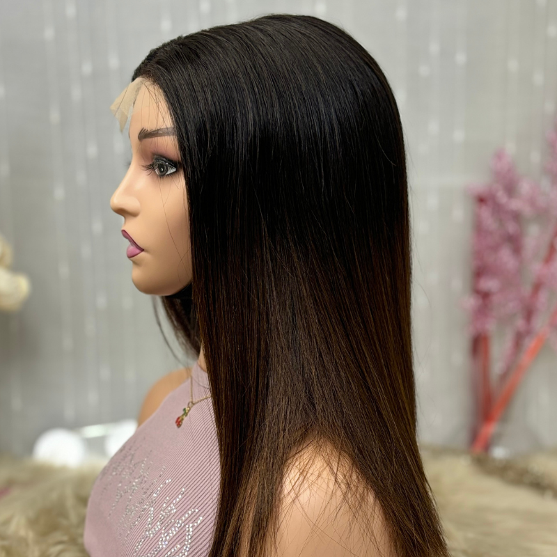 Perruque Cheveux Vietnamien  haute qualité  marron avec racine noir 1BT4#